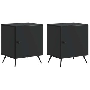 vidaXL Cabinet de chevet 2 Pièces Noir 43 x 34 5 x 50 cm