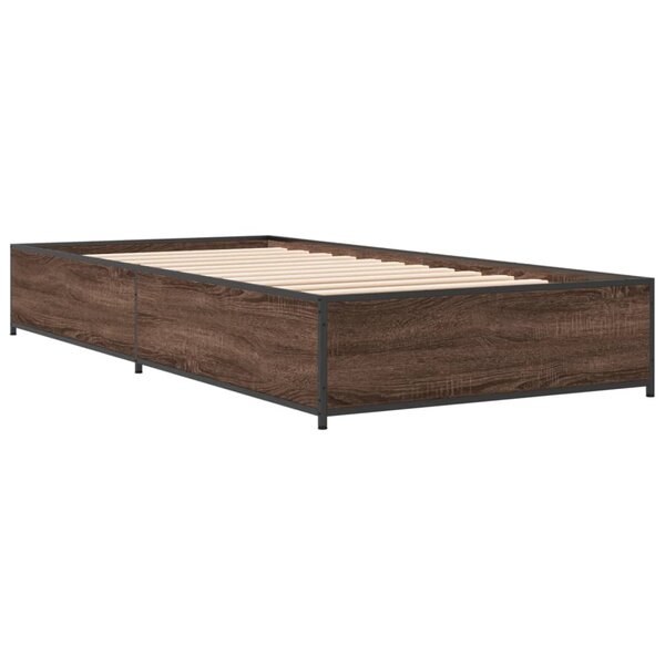 vidaXL Cadre de lit chêne marron 90x200 cm bois d'ingénierie et métal