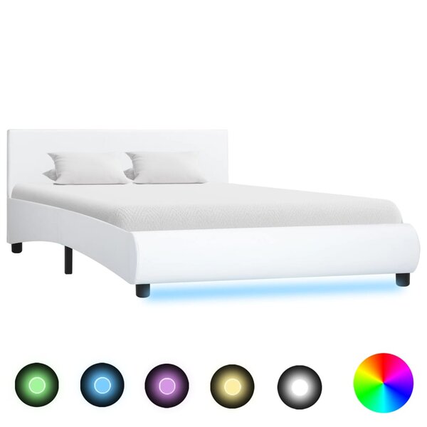 vidaXL Cadre de lit avec LED sans matelas blanc 120x200 cm