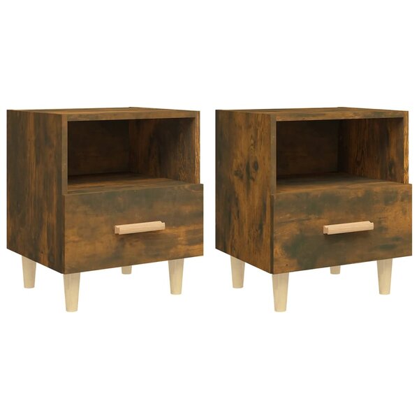 vidaXL Tables de chevet 2 Pièces Chêne fumé 40x35x47 cm