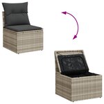 Ensemble de canapé de jardin 6 pièces avec coussins Gris clair Poly rotin
