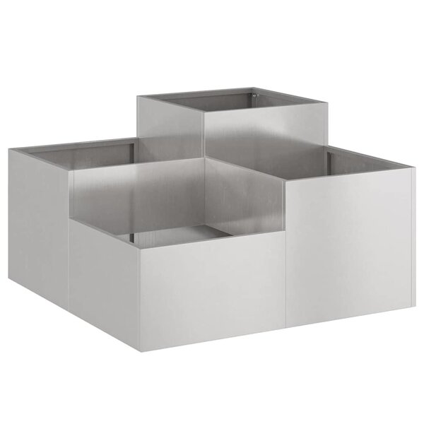vidaXL Cache-pot de jardin Argent 100 x 100 x 48 cm Acier inoxydable