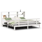 vidaXL Lit bibliothèque sans matelas blanc 200x200 cm bois pin massif