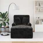 vidaXL Chaise lounge avec jupe avec coussin Noir 157 x 91 x 91 cm ARES