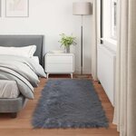 vidaXL Tapis en fausse Tafalla Anthracite 100 x 200 cm Polyester