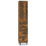 Vidaxl buffet haut chêne fumé 35x34x180 cm bois d'ingénierie