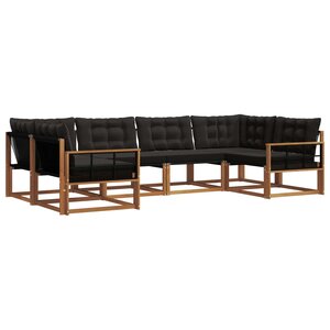 vidaXL Ensemble de canapés d'extérieur 6 Pièces Naturel et Noir
