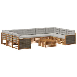 vidaXL Ensemble de canapés d'extérieur 10 pc Naturel et gris clair