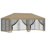 vidaXL Gazebo avec murs latéraux 6 x 3 m Beige Polyester et Acier