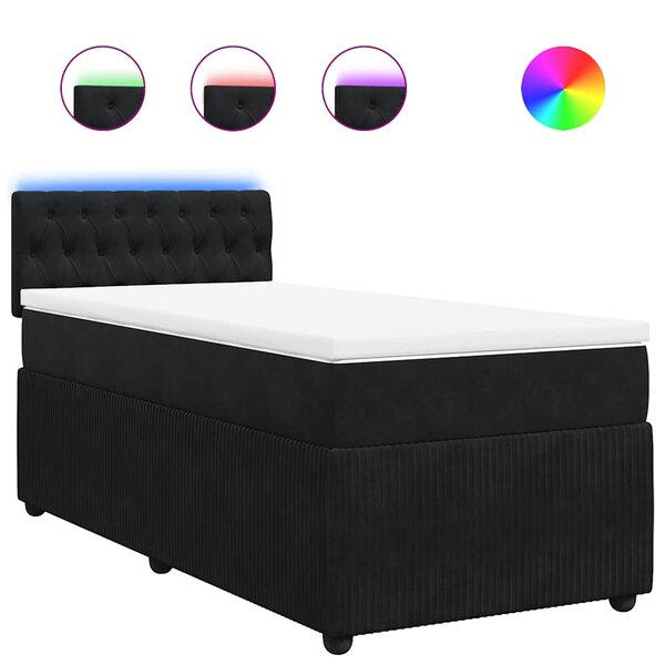 vidaXL Sommier à lattes de lit avec matelas Noir 90x200 cm Velours