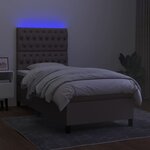 vidaXL Sommier à lattes de lit et matelas et LED Taupe 100x200cm Tissu