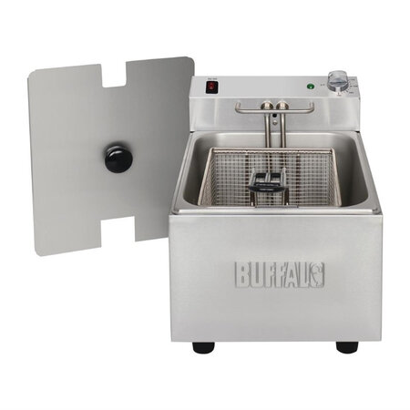 Friteuse professionnelle à poser avec couvercle - 5 l - 2 8 kw - buffalo -  - acier inoxydable5 270x410x320mm