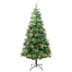 vidaXL Sapin de Noël pré-éclairé et pommes de pin vert 225cm PVC et PE