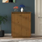 vidaXL Armoire à chaussures Marron miel 60x35x80 cm Bois de pin massif