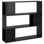 vidaXL Bibliothèque/Séparateur de pièce Noir brillant 100x24x94 cm