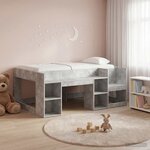 vidaXL Cadre de lit pour enfants avec rangement Gris béton 80 x 160 cm