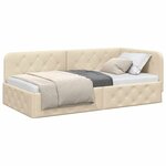 vidaXL Cadre de lit d'angle avec tête de lit Crème 90 x 200 cm tissu