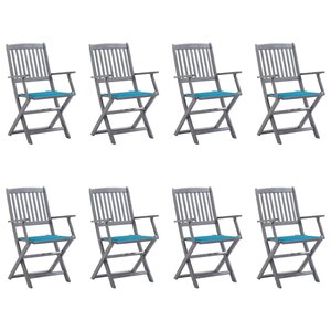 vidaXL Chaises pliables d'extérieur lot de 8 et coussins Bois d'acacia