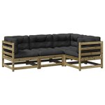 vidaXL Salon de jardin 4 Pièces avec coussins bois de pin imprégné