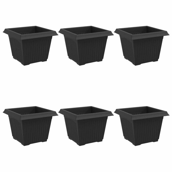 vidaXL Pot de Fleurs Carré 6 Pièces Noir 23 x 23 x 17 5 cm Plastique