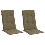 vidaXL Coussins de chaise à dossier haut lot de 2 taupe mélangé tissu