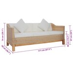 vidaXL Canapé à 3 places avec coussins Rotin naturel