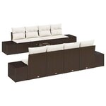 vidaXL Ensemble de canapé de jardin avec coussin 7 Pièces Marron  Crème