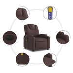 vidaXL Fauteuil de massage inclinable électrique Marron foncé Tissu