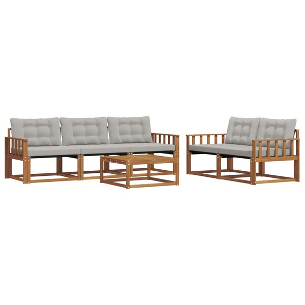 vidaXL Ensemble de canapés d'extérieur 6 Pièces Gris Naturel et Clair