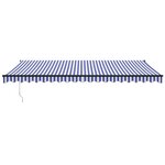 vidaXL Auvent rétractable bleu et blanc 5x3 m tissu et aluminium
