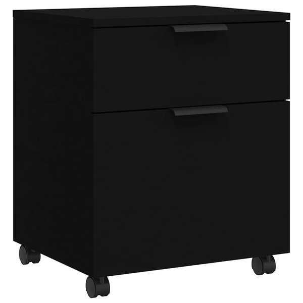 vidaXL Classeur mobile avec roues noir 45x38x54 cm bois d'ingénierie
