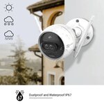 Ezviz caméra wi-fi d'extérieur c3x blanc