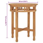 vidaXL Table de bistro Ø60x75 5 cm bois de teck solide