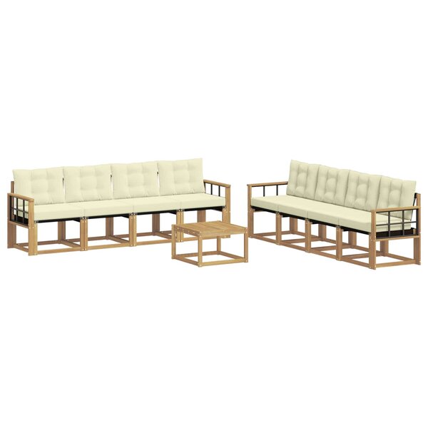 vidaXL Ensemble de canapés d'extérieur 9 pc Blanc et crème
