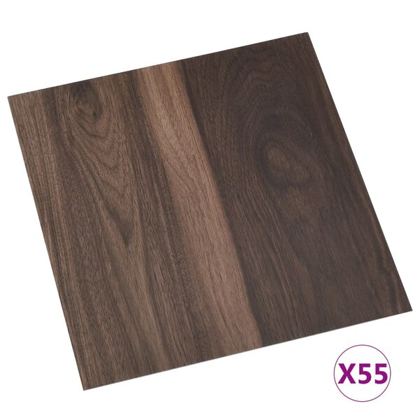 vidaXL Dalles de plancher autoadhésives 55Pièces PVC 5 11 m² marron foncé