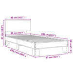 vidaXL Cadre de lit sonoma gris 90x200 cm bois d'ingénierie et métal