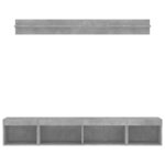 vidaXL Unités murales TV avec LED 5 Pièces gris béton bois d'ingénierie