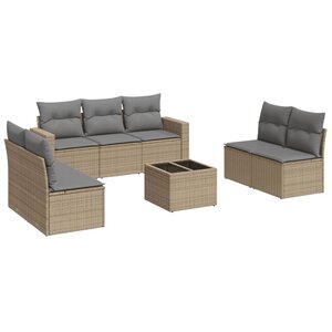 vidaXL Salon de jardin avec coussins 8 Pièces beige résine tressée