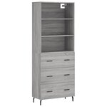 vidaXL Buffet haut Sonoma gris 69 5x34x180 cm Bois d'ingénierie