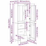 vidaXL Haut Armoire Bois Ancien 69 5 x 34 x 180 cm Bois d'ingénierie
