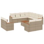 vidaXL Salon de jardin avec coussins 12 Pièces beige résine tressée