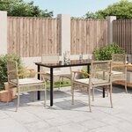 vidaXL Ensemble à manger de jardin avec coussins 5Pièces Beige poly rotin