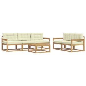 vidaXL Ensemble de canapés d'extérieur 6 Pièces Blanc et crème