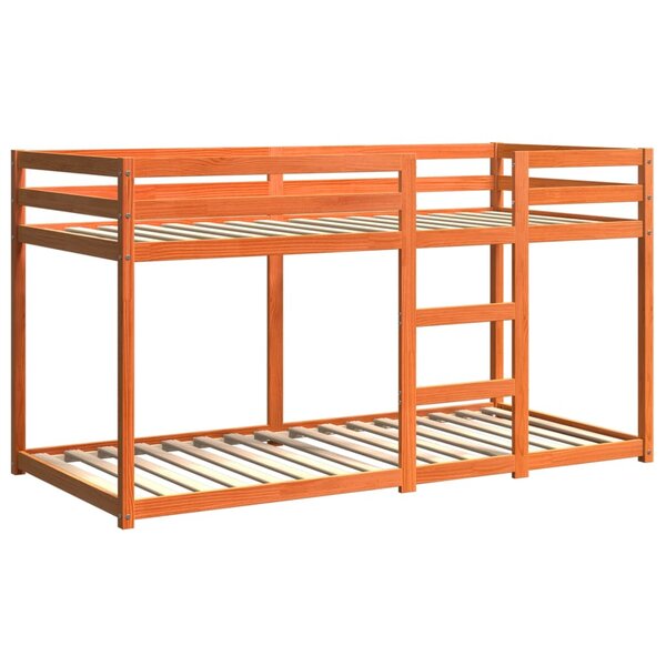 vidaXL Lit superposé cire marron 90x200 cm bois de pin massif