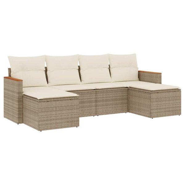 vidaXL Salon de jardin avec coussins 6 Pièces beige résine tressée