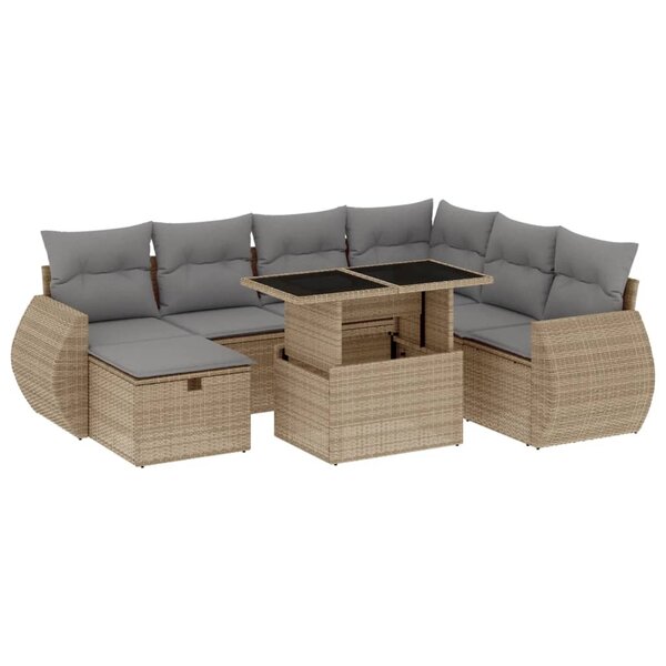 vidaXL Salon de jardin avec coussins 8 Pièces beige résine tressée