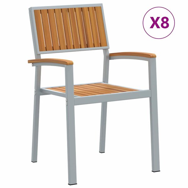 vidaXL Chaise empilable 8 pc Marron Bois d'Acacia Massif Empilable