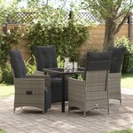 vidaXL Ensemble de salle à manger de jardin 5 pièces avec coussins Gris Poly Rattan
