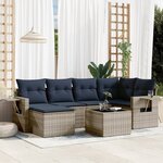 vidaXL Salon de jardin 7 Pièces avec coussins gris résine tressée