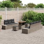vidaXL Ensemble de canapé de jardin 10 Pièces Gris Poly rotin